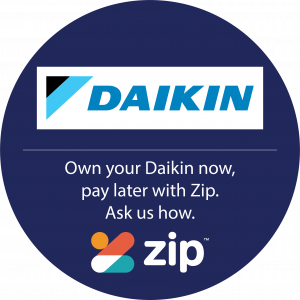 daikin and zip logos in a navy circle